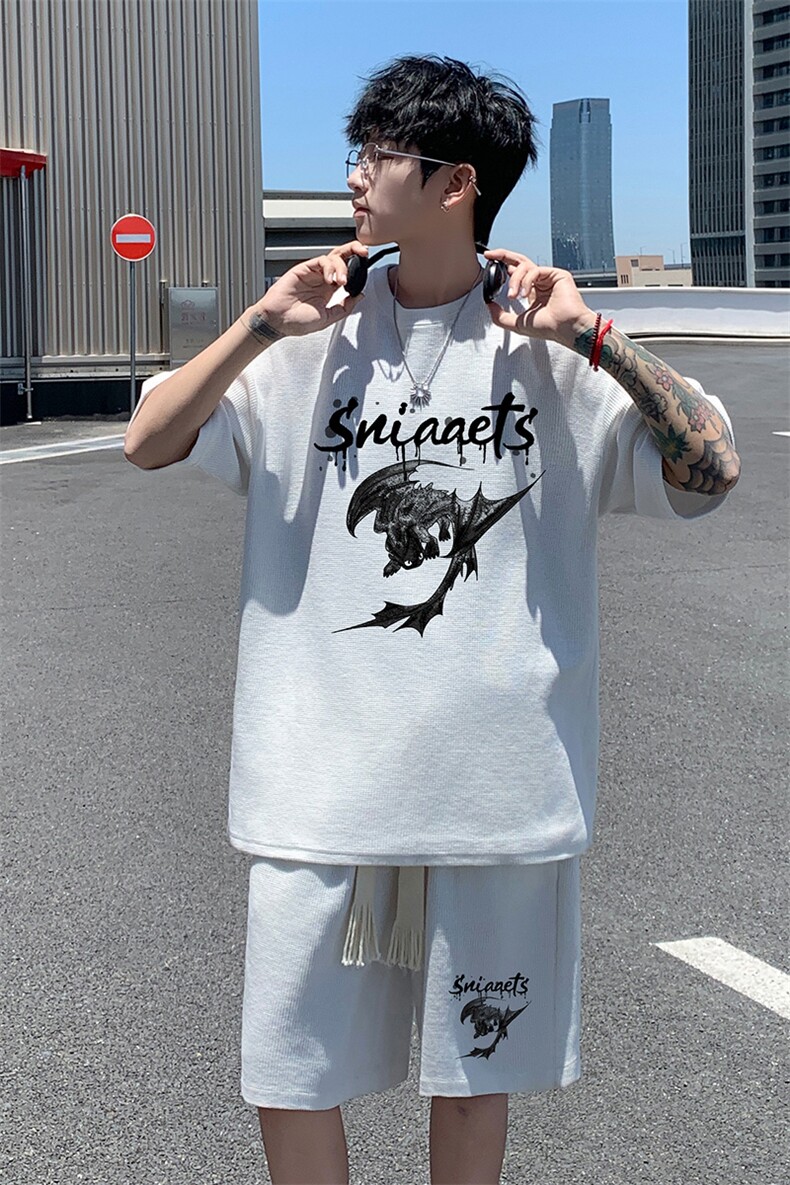 套装！华夫格套装短袖T恤短裤男HTZ536-特p：38,男装牛仔裤,电商B371