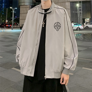 特批港风夜景个性印花时尚宽松反光条棒球领夹克 TPF6051 P60图片