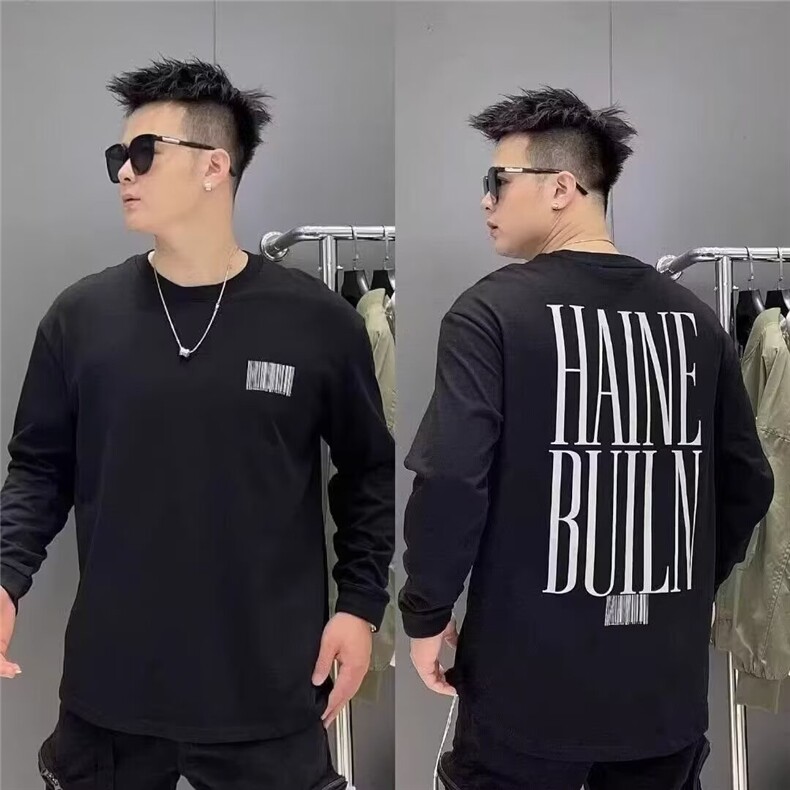 卫衣男士青年春秋季潮流圆领长袖毛圈骷髅印花套头衫男打底衫图片