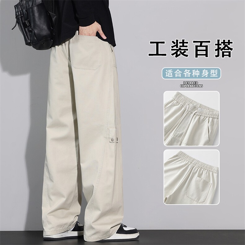 美式工装休闲裤男士秋季新款宽松直筒纯棉阔腿裤K6652-P60,男装工装外套,星座610（原A335）