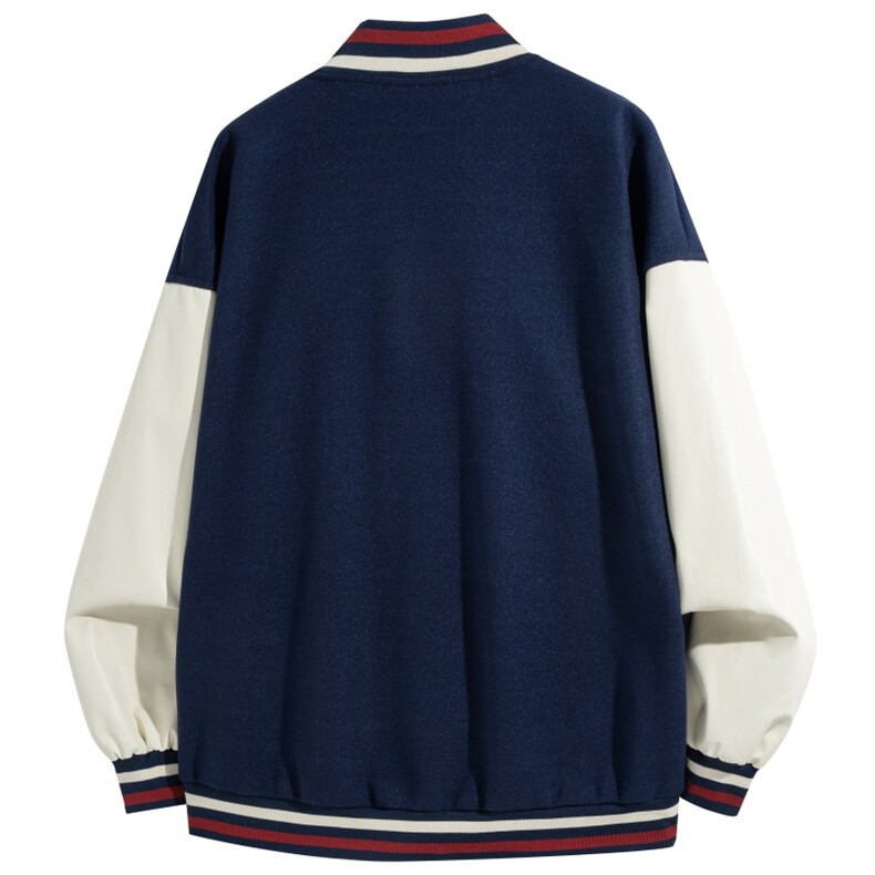 美式PU皮撞色棒球服毛呢宽松男女飞行夹克J826-P85,男装夹克,星座222-7
