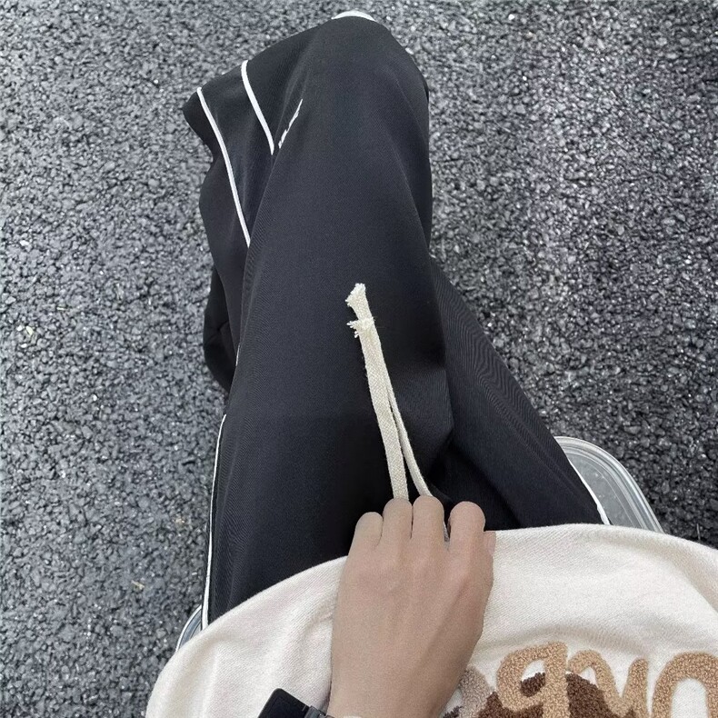 凉感休闲裤男款夏季薄款潮牌ins垂感直筒裤子宽松潮流字母阔腿裤,男装休闲裤,星座601-2