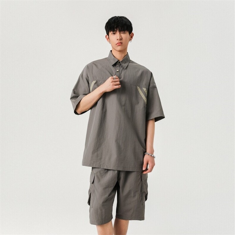 美式复古轻薄拼色短袖polo衫套装装休闲外套A406TZ3079特P60，男装Polo衫，星座309（原A406）