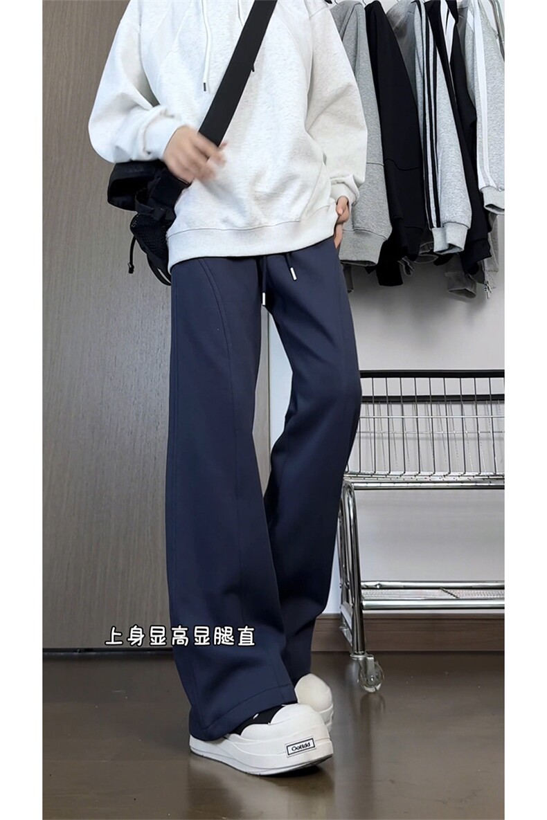 高品质65%棉纯色简约vibe拼接感裤运动裤情侣5Q2115-TP24不,女装休闲裤,电商A102
