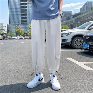 @夏季冰丝裤男士薄款清爽休闲裤宽松直筒简约百搭九分裤K2051P35，男装休闲裤，电商B220