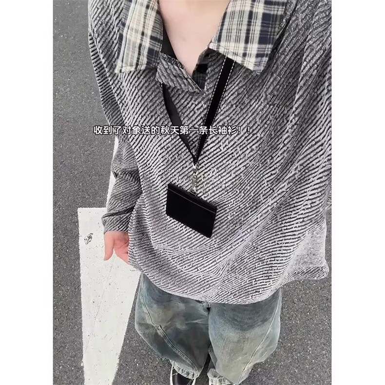 网络图现货潮流新款长袖POLOins时尚文艺慵懒气质上J3266-P40,男装Polo衫,星座715-7