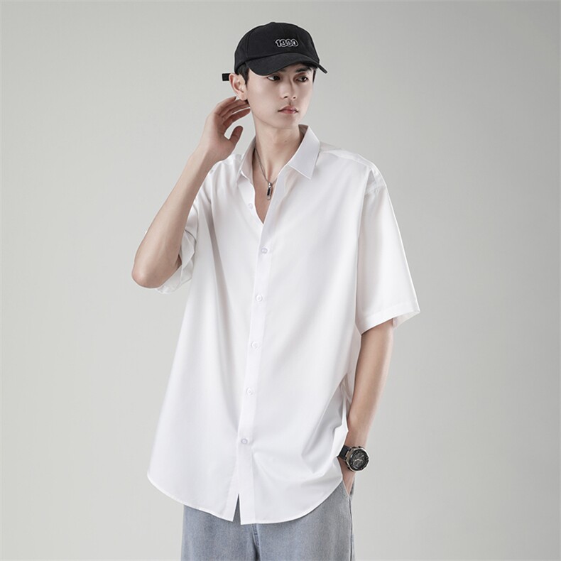 夏季薄款冰丝短袖衬衫男士韩版简约衬衣潮牌宽松休闲上衣C031-P30,男装衬衫,星座308B-1