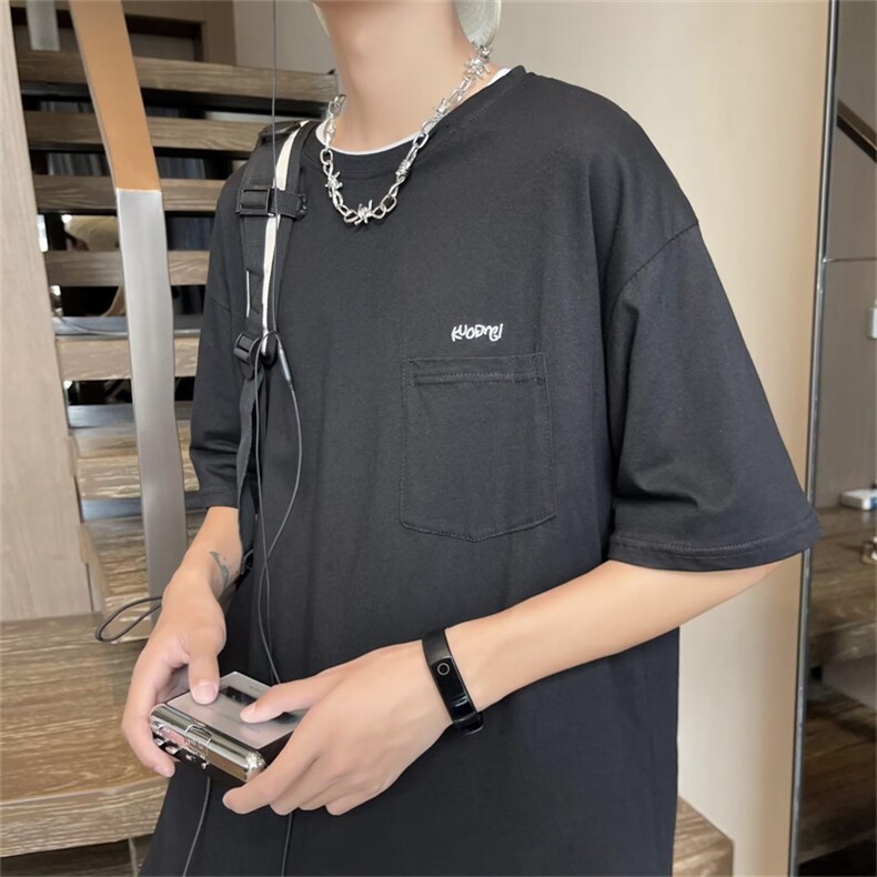 夏季港风半袖ins潮牌设计感五分T恤美式复古T恤短袖男T1284-P26,男装T恤,星座512-2