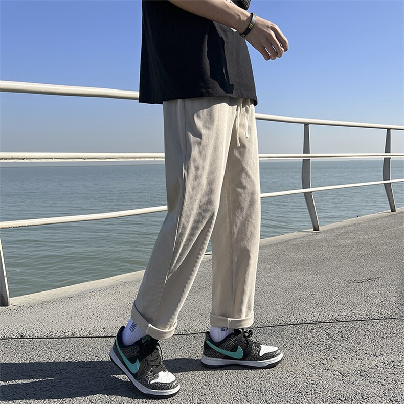 灯芯绒百搭休闲潮流宽松直筒运动裤KN69P40,女装休闲裤,电商D325