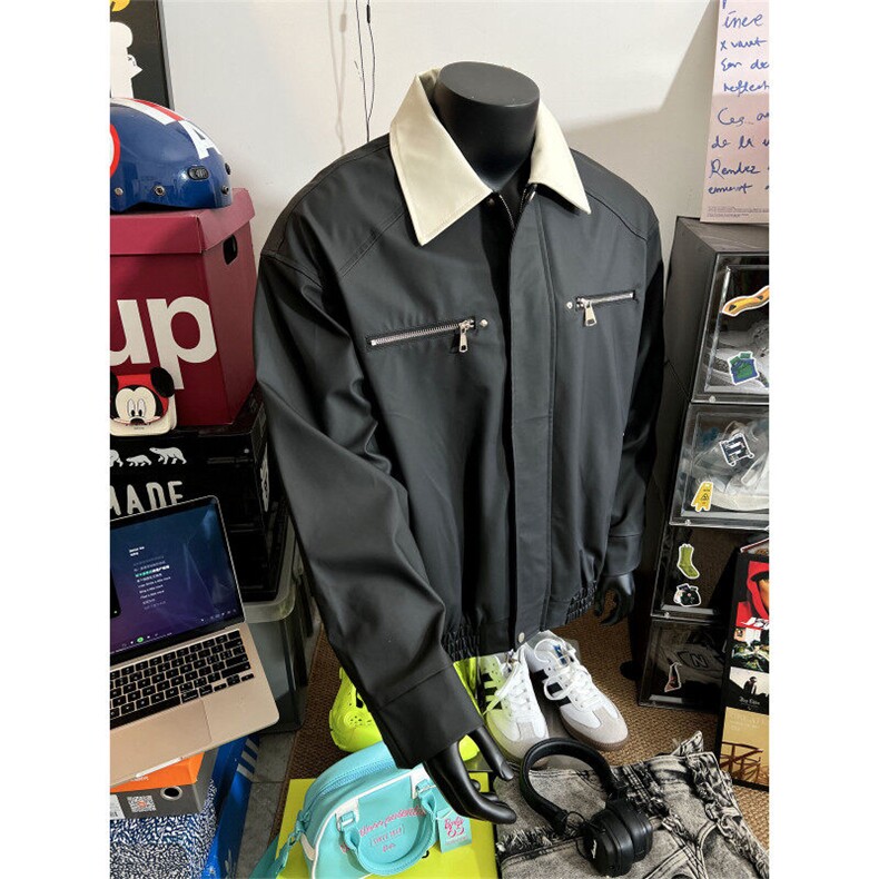 假模美式复古翻领夹克外套男100聚酯PJ2501-特P80控138,男装夹克,电商B370