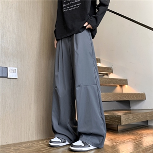 基础跑量秋冬阔腿裤宽松休闲裤子男弯刀裤休闲西裤K10158-特30图片