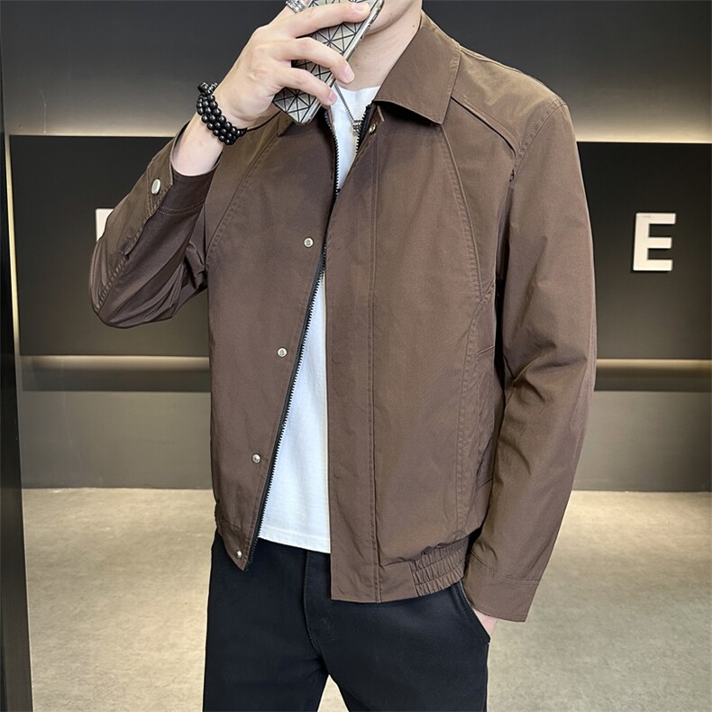 夹克翻领外套2025新款修身纯色帅气褂子男装机车服JK9212P95控138,男装夹克,星座914