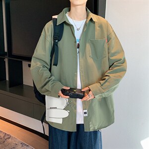 春季长袖衬衫男宽松港风衬衣男外套男CSCS281-P35图片