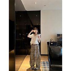 美式复古豹纹弯刀牛仔裤男女baggy街头廓形宽松拖地情侣阔腿裤潮，男装牛仔裤，四季星座505