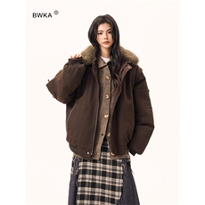 巴恩风毛领派克棉服女男冬季加厚保暖工装外套宽松休闲棉衣情侣款，男装棉衣，星座506A