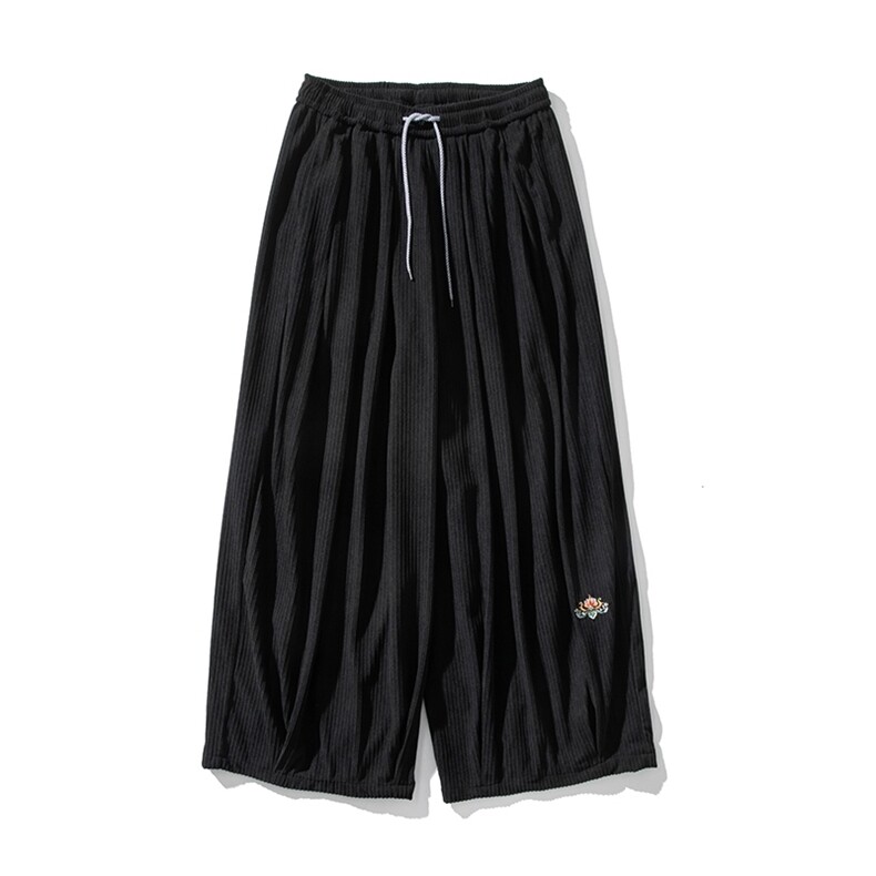 白底平铺秋冬加厚大码日系灯芯绒阔腿休闲裤新中式直筒K275/P70,男装休闲裤,钱塘713