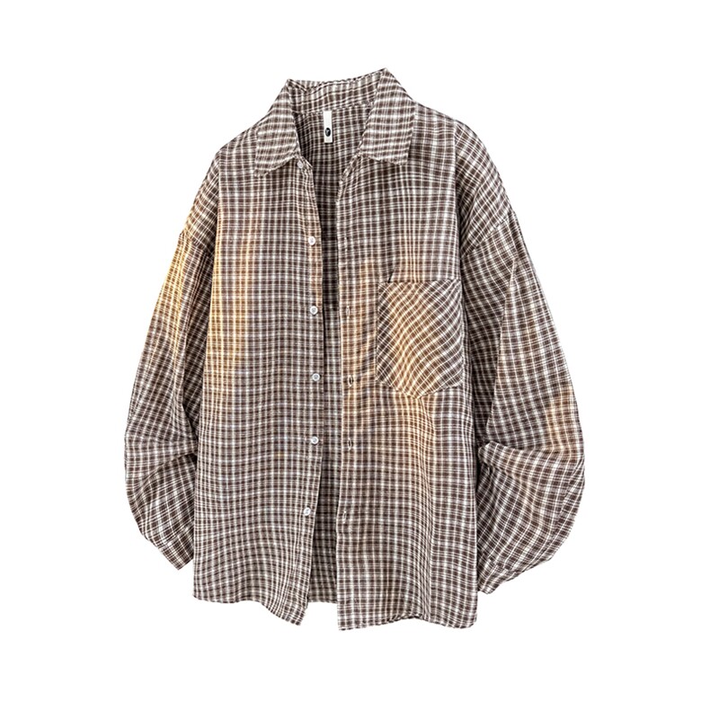 衬衫男秋季新款港风宽松大码格子长袖衬衫CS802-特P28，男装衬衫，星座214-3