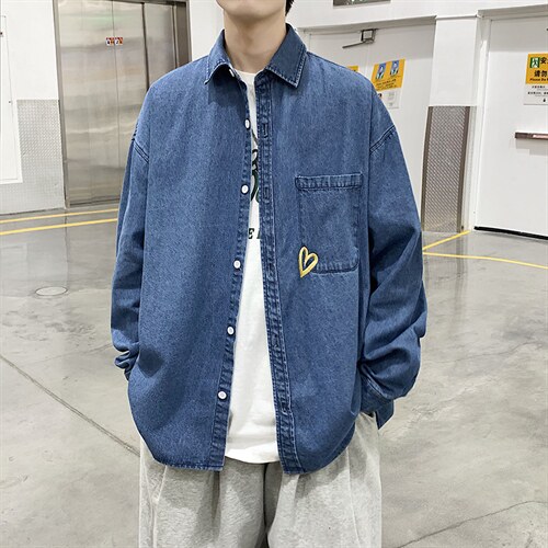 长袖牛仔衬衫男港风日系外套C6101P47，男装衬衫，星座1116-2