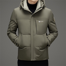 短款羽绒服男秋冬季2024新款连帽加厚品牌保暖白鸭绒工装外套潮流，男装羽绒服，电商B212（原钱塘6029）