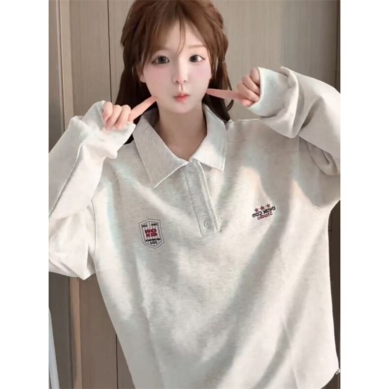 5399-P50原版压线+刺绣+下摆抽绳polo领休闲卫衣,女装卫衣/绒衫,星座617A-2