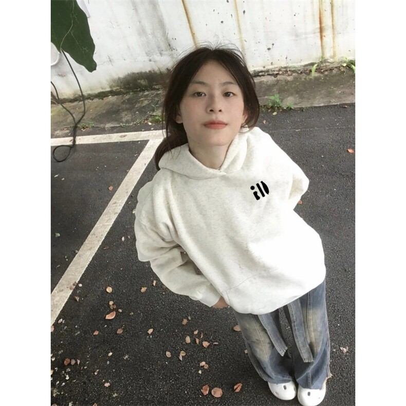 CX275-P49美式灰色卫衣女2025新款小个子秋冬宽松慵懒风,男装卫衣,电商B323A