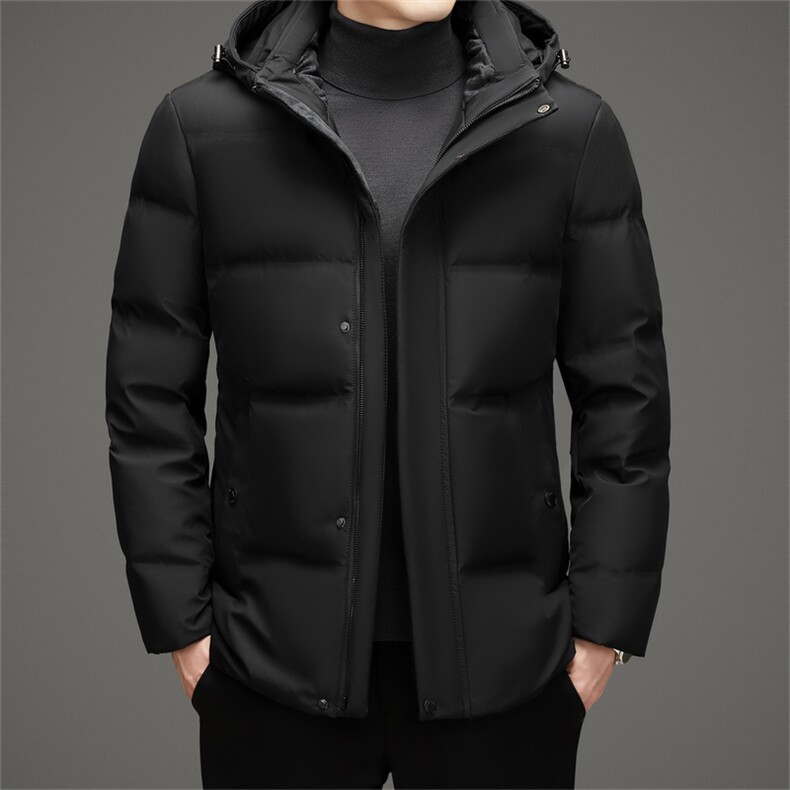 冬季男士白鸭绒羽绒服加绒面包服品质可脱卸帽休闲保暖简约男装图片