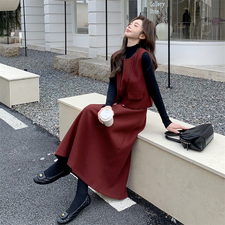 【现货】简约打底+背心+半身裙送包包四件套2D148-2619-P205K305,女装套装/套裙,2D148