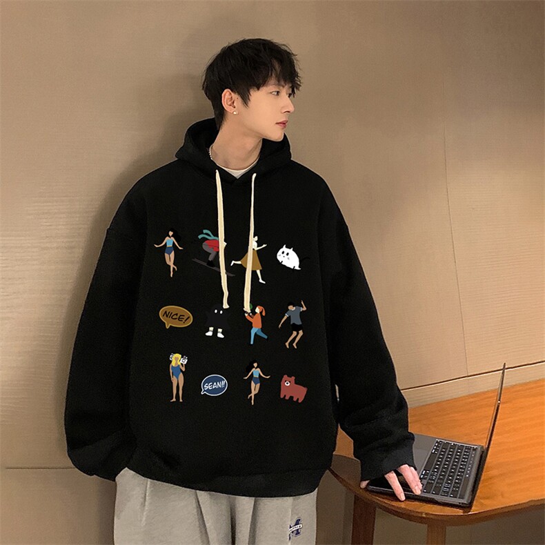 纯棉连帽卫衣男大码运动帽衫宽松薄WY2303-P35,男装卫衣,电商A040