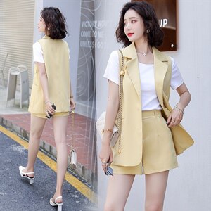 2022年夏季韩版洋气套装/套裙显瘦小凤香马甲短裤三件套女装图片