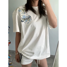 万针全刺绣解构设计260克重磅双纱纯棉高品质美式高街短袖T恤特35，男装T恤，电商A486