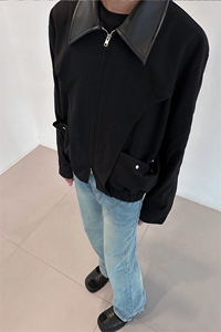 美式街头小众拼皮翻领外套飞行员夹克 WT693 特P66图片