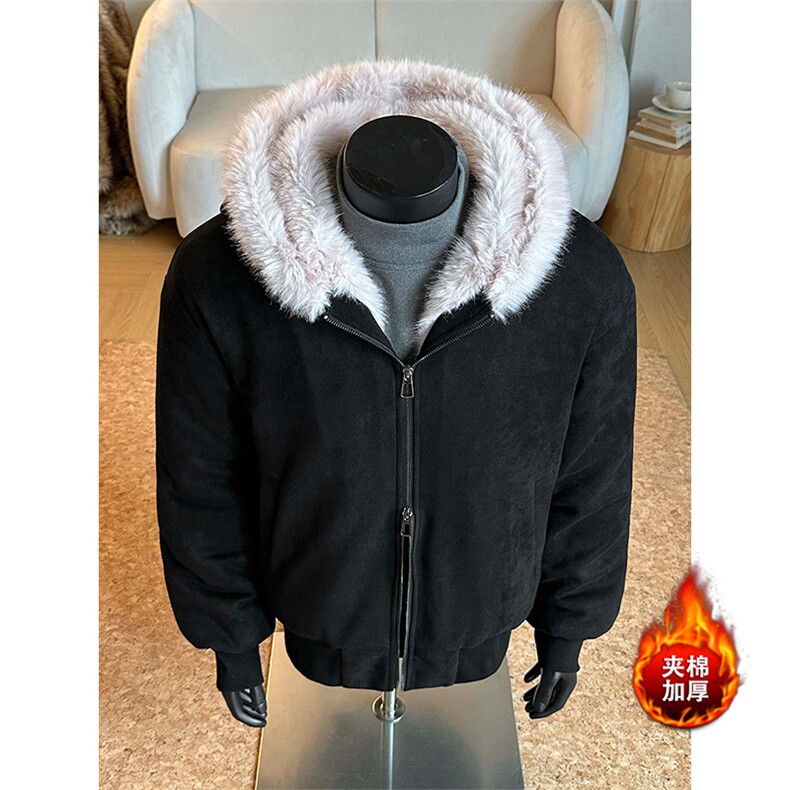 座山雕棉服麂皮毛领猫耳棉衣短款夹棉外套5D4092-TP100178,男装棉衣,电商A102