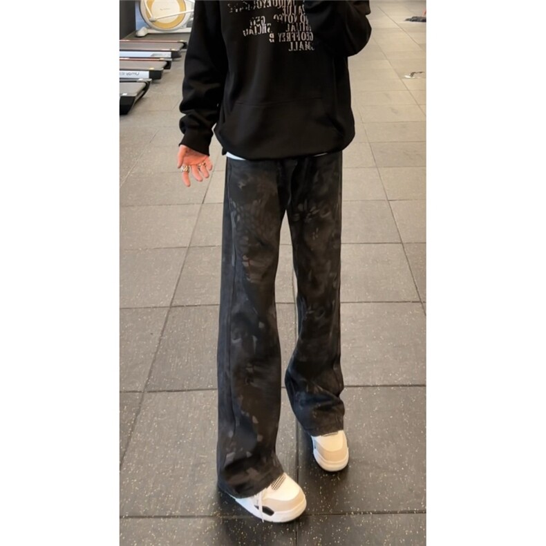 迷彩微喇潮流蛇纹新款秋冬流行美式牛仔裤工装裤迷彩裤男裤子,男装牛仔裤,星座302B