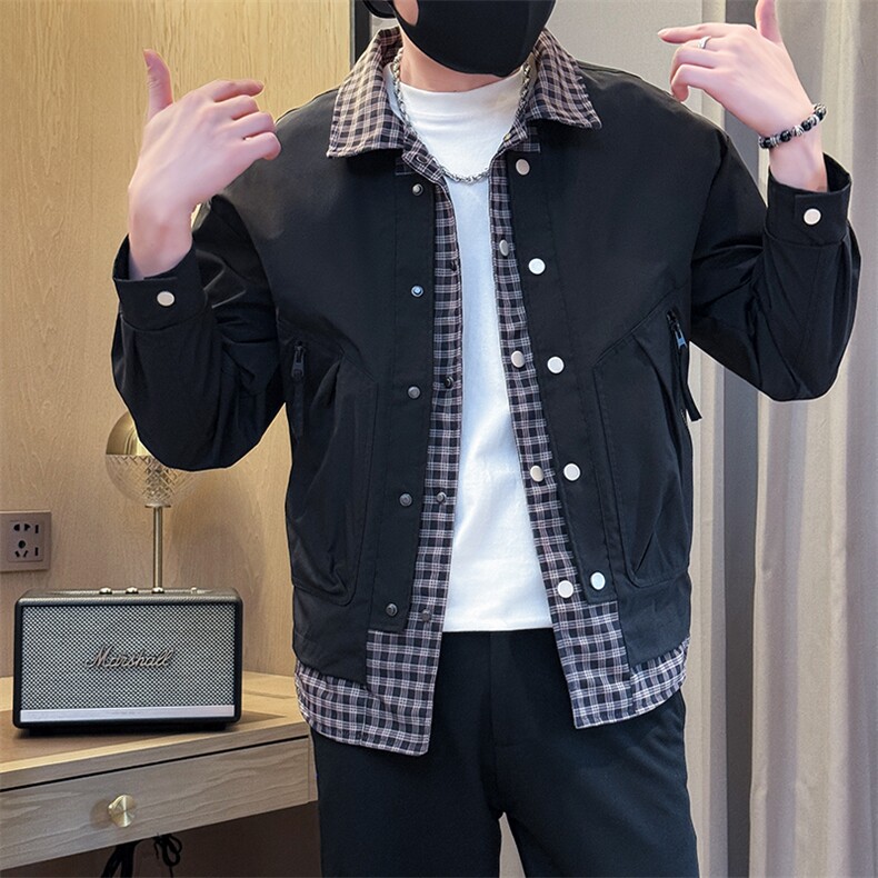 秋冬假二件夹克男时尚店主小伙风潮潮流男外套TZ2582P78控128,男装夹克,星座301B-1