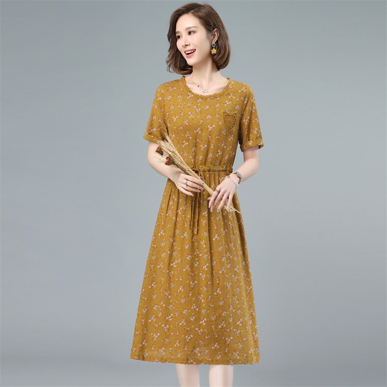 2023年夏季新款潮韩版时尚气质优雅碎花短袖连衣裙女中长款小个子图片