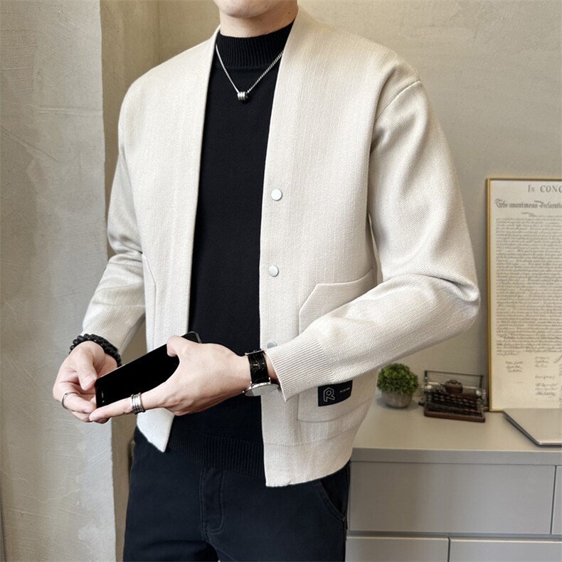 秋季纯色开衫毛衣外套男韩版休闲针织上衣披肩K7703-P115,男装针织衫/毛衣,电商A237