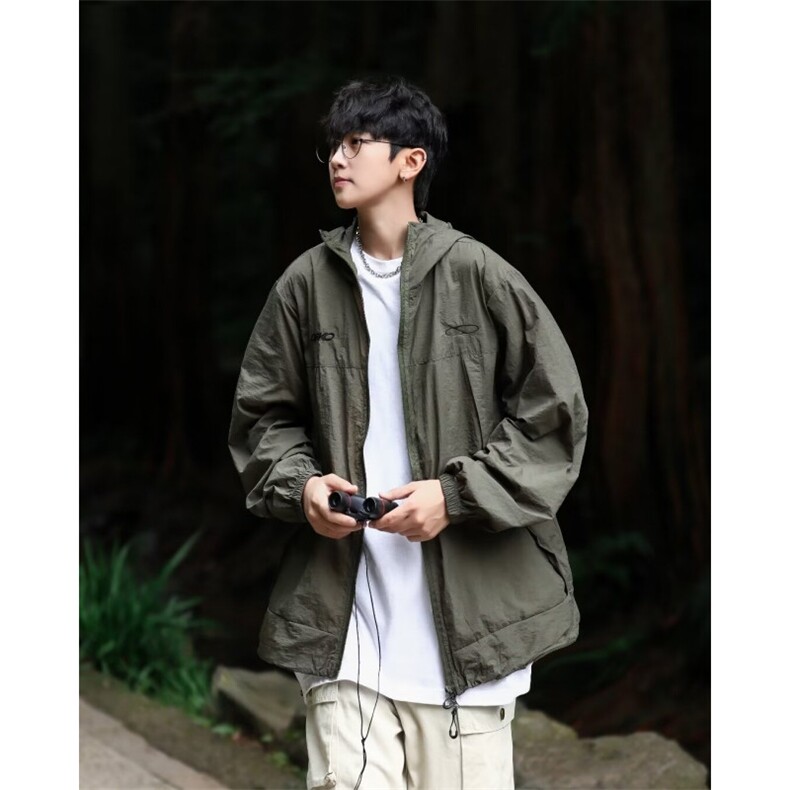 冰丝凉感防晒风衣外套男女新款宽松连帽防晒服冲锋衣W9310/P50,男装防晒衣,星座506