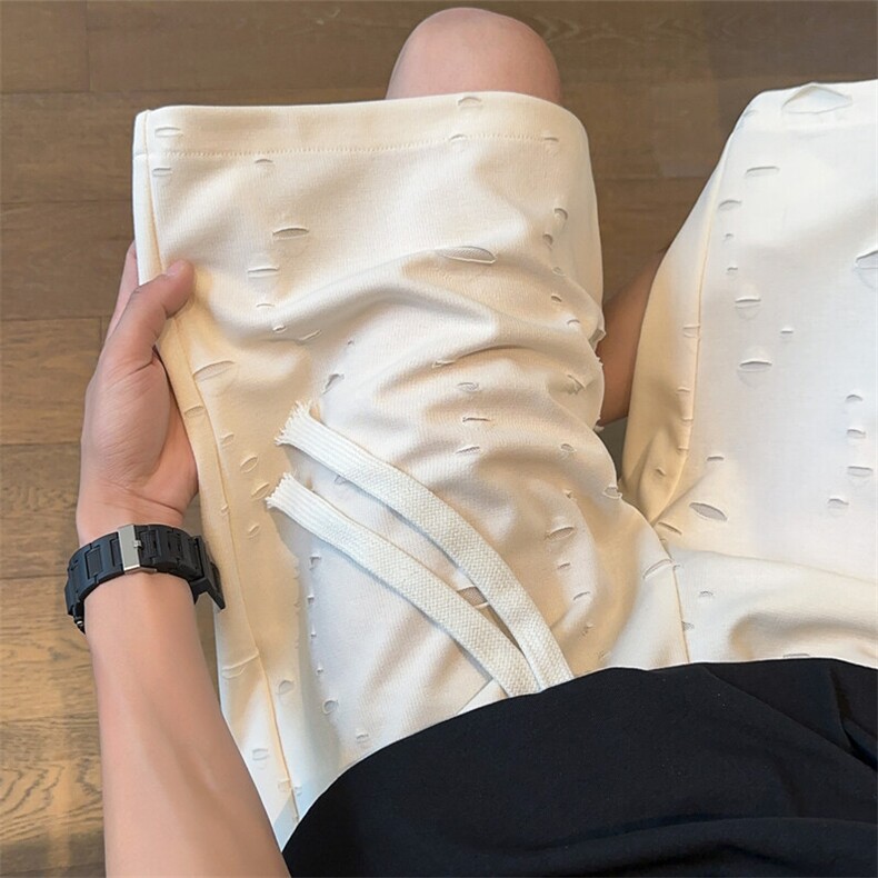 夏季薄款休闲裤男开口笑短裤宽松破洞裤冰丝裤 DK623-P30 控48图片