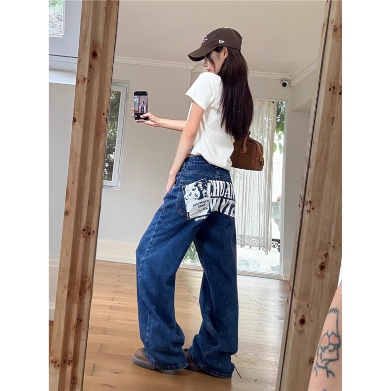 女童直筒牛仔裤长裤新款2025儿童大童洋气女孩春秋宽松初中生秋装,男装牛仔裤,星座506A