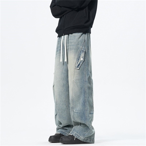 主推【S-4XL】现货！牛仔裤男水洗直筒工装裤 A080-8208-P65控88图片