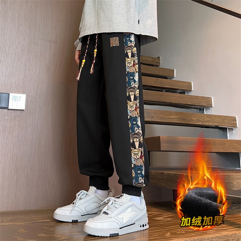 加绒加厚M-8XL胖子休闲印花保暖卫裤K99加绒-P42,男装休闲裤,星座209