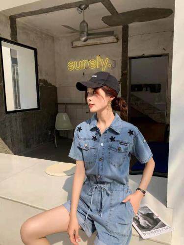 现货爆版星星连体裤爆版中，女装连体裤，金地雪