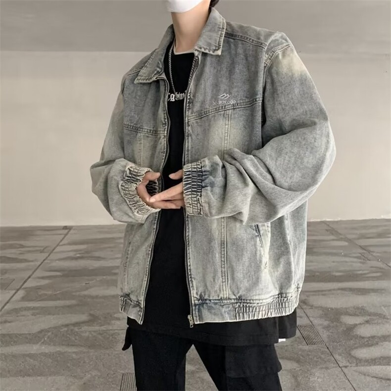 美式水洗牛仔外套男女春秋宽松夹克痞帅潮牌情侣上衣J0245-p65,男装夹克,星座1008