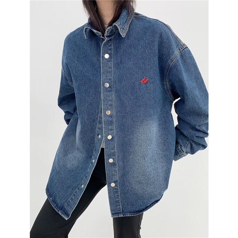 慵懒日系气质潮流时尚字母刺绣牛仔夹克百搭ins文艺流行原宿新款，男装工装外套，星座813-2