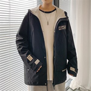 2021春季男士休闲港风外套男潮流夹克外套男宽松拼接9213-P75