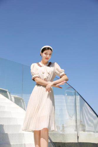 夏季新款可脱卸领点点连衣裙，女装连衣裙，忆思妤