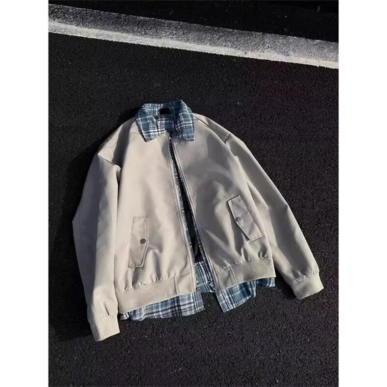 老钱风假两件外套男2025春季新款拼接撞色宽松cleanfit飞行服夹克,男装夹克,星座506A