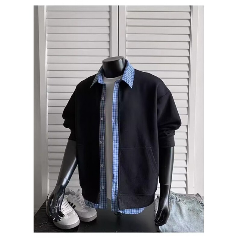 文艺流行ins简约假二件开衫卫衣原宿新款潮流慵懒百搭气质日系，男装卫衣，星座506A