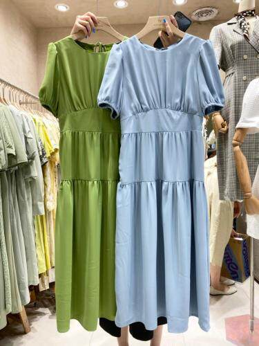 现货!背后系带泡泡袖收腰连衣裙，女装连衣裙，FUXINXIN 福歆歆