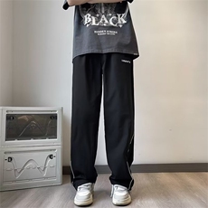 裤子男夏季设计感小众拼色宽松直筒运动裤潮牌潮流休闲裤，男装休闲裤，星座716-4